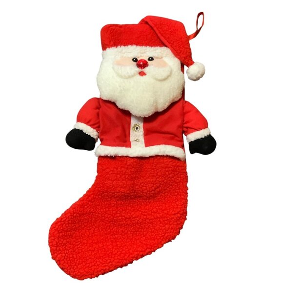 Vtg Santa Claus Plush Christmas Stocking Musical Lights Up Battery Operated 21” - Picture 7 of 7